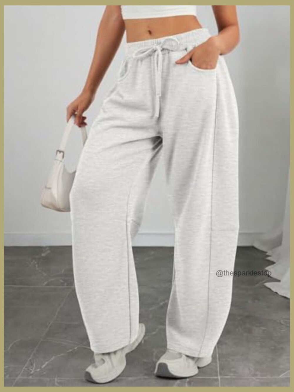 Barrel Sweatpants Women Wide Leg Baggy Lounge Pants with Pockets - Picture 4 of 7